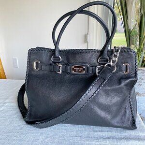 Michael Kors Leather Hamilton Shoulder Bag Black